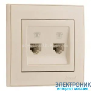 RAIN Розетка телефонна подвійна євро крем