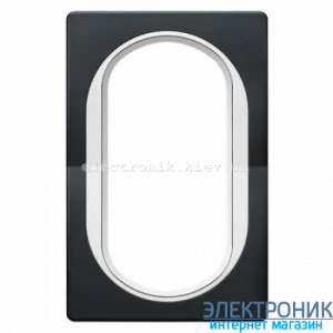 Рамка 1-на для 2-ї розетки Aling-Conel EON, чорн. глянець-білий
