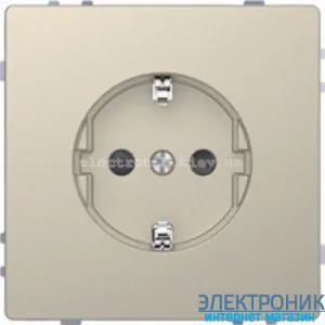 Розетка 1-а електрична, із заземленнямм (безгвинтовий затискач) і захисними шторками, колір Сахара, Schneider Merten D-Life