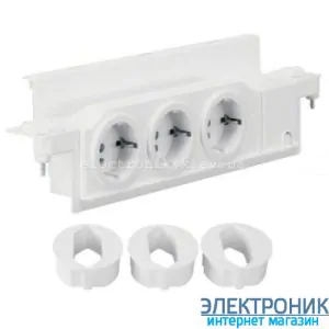 Розетка 3-кратна для мультимедійного щита Volta з поворотом на 90°, Hager VZ00UP