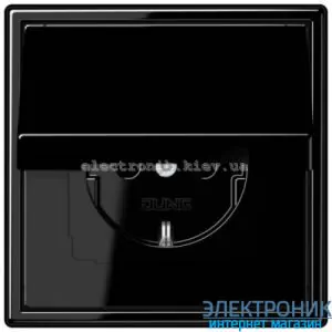 Розетка із кришкою JUNG LS990 чорний глянець