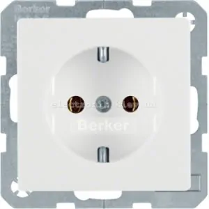 Розетка із заземленнямм Hager-Berker (Q1, Q3, Q7) полярна білизна, з ефектом оксамиту