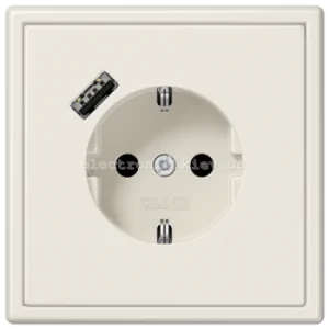 Розетка із заземленнямм +USB type A | fast charge JUNG LS990 крем