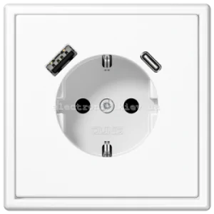 Розетка із заземленнямм +USB | type A+ type C JUNG LS990 білий матовий