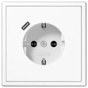 Розетка із заземленнямм +USB type C | fast charge JUNG LS990 білий матовий