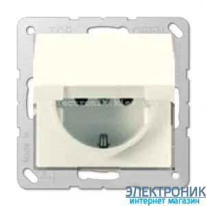 Розетка із заземлюючими контактами 16 А / 250 В~, з відкидною кришкою JUNG Eco Profi Слонова кістка