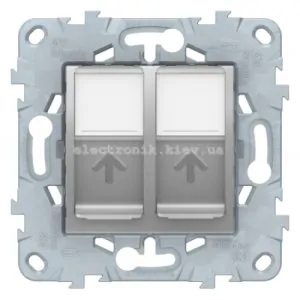 Розетка комп'ютерна 2-а кат.5е, RJ-45 (інтернет), Алюміній, серія Unica New