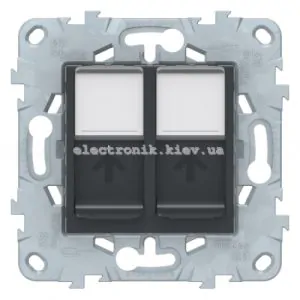 Розетка комп'ютерна 2-а кат.5е, RJ-45 (інтернет), Графіт, серія Unica New
