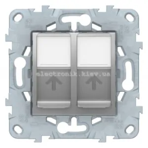 Розетка комп'ютерна 2-а кат.6, RJ-45 (інтернет), Алюміній, серія Unica New