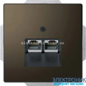Розетка комп'ютерна 2-а кат.6, RJ-45 (інтернет) металева, колір Мокка, Schneider Merten D-Life
