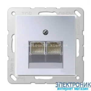 Розетка комп'ютерна подвійна RJ45 6-й кат. Eco Profi Алюміній