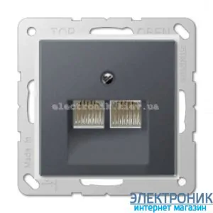 Розетка комп'ютерна подвійна RJ45 6-й кат. Eco Profi Антрацит