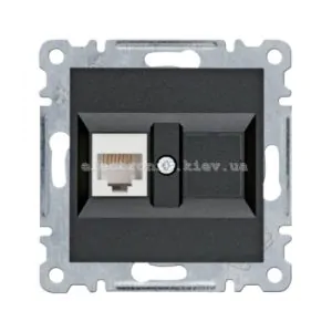 Розетка комп'ютерна RJ45 одинарна, чорний, Hager Lumina