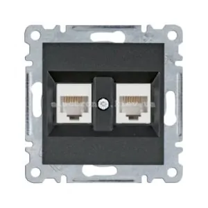 Розетка комп'ютерна RJ45 подвійна, чорний, Hager Lumina
