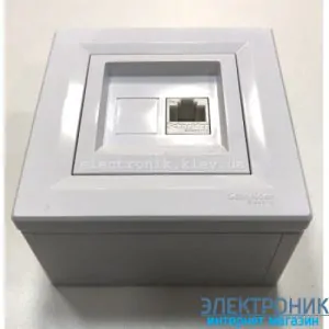 Розетка накладний монтаж Schneider (Шнайдер) Asfora комп'ютерна RJ45 кат. 5е UTP біла