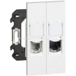 Розетка телефонна/комп'ютерна RJ11/RJ45 cat5e UTP 2 модулі. Колір Білий. Bticino серія Living Now