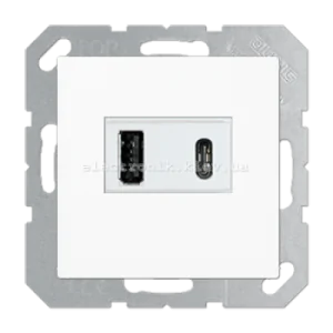 Розетка USB заряджання подвійна JUNG Eco Profi Білий
