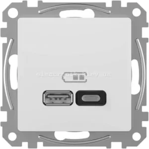 USB Розетка A+C 3A 45Вт колір білий Sedna Design
