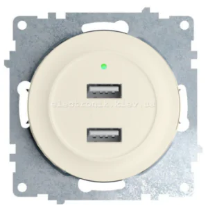 USB-розетка подвійна з підсвічуванням OneKeyElectro, колір кремовий