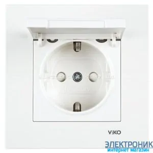 VIKO KARRE БІЛИЙ Розетка із заземленнямм та кришкою