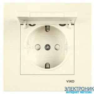 VIKO KARRE КРЕМ Розетка із заземленнямм і кришкою