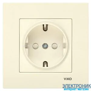 VIKO KARRE КРЕМ Розетка із заземленнямм і шторками