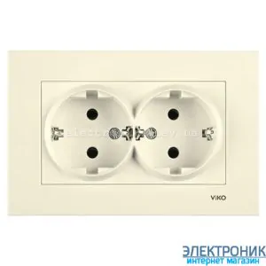 VIKO KARRE КРЕМ Розетка подвійна із заземленнямм