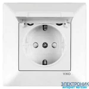 VIKO MERIDIAN БІЛИЙ Розетка із заземленнямм кришкою та шторками