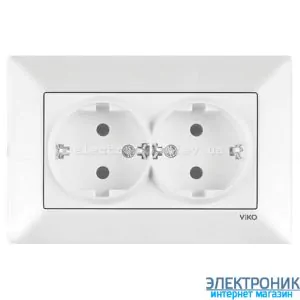 VIKO MERIDIAN БІЛИЙ Розетка подвійна із заземленнямм