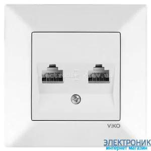 VIKO MERIDIAN БІЛИЙ Розетка подвійна комп'ютерна (2хRJ45 Cat5e)