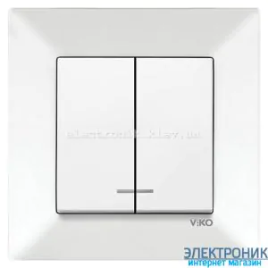 VIKO MERIDIAN БІЛИЙ Вимикач подвійний з підсвічуванням