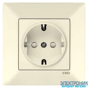 VIKO MERIDIAN КРЕМ Розетка із заземленнямм і шторками