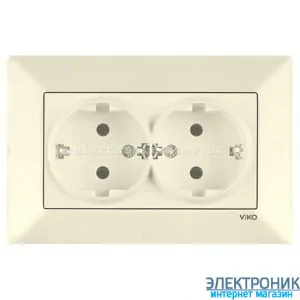 VIKO MERIDIAN КРЕМ Розетка подвійна із заземленнямм