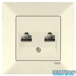 VIKO MERIDIAN КРЕМ Розетка подвійна комп'ютерна (2хRJ45 Cat5e)