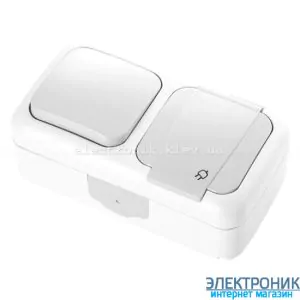 VIKO PALMIYE БІЛИЙ Блок вологозахищений горизонтальний ВИМИКАЧ + РОЗЕТКА із заземленнямм
