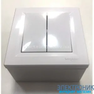 Вимикач накладного монтажу Schneider (Шнайдер) Asfora 2-клавішний білий