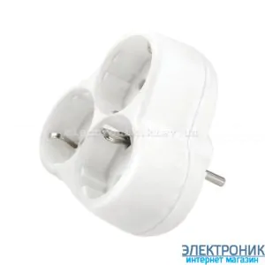 Євротрійник із заземленнямм, Білий VIKO