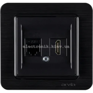 Розетка комп. Cat6 + Розетка HDMI, Чорний LAVIN