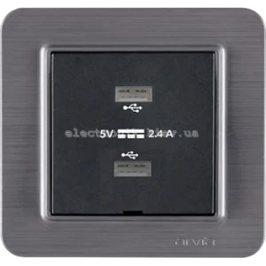Розетка USB-A + USB-A 5V-2.4A, Димчатий LAVIN