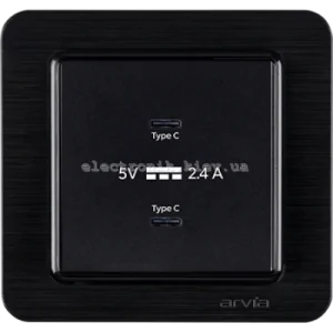 Розетка USB-C + USB-С 5V-2.4A, Чорний LAVIN